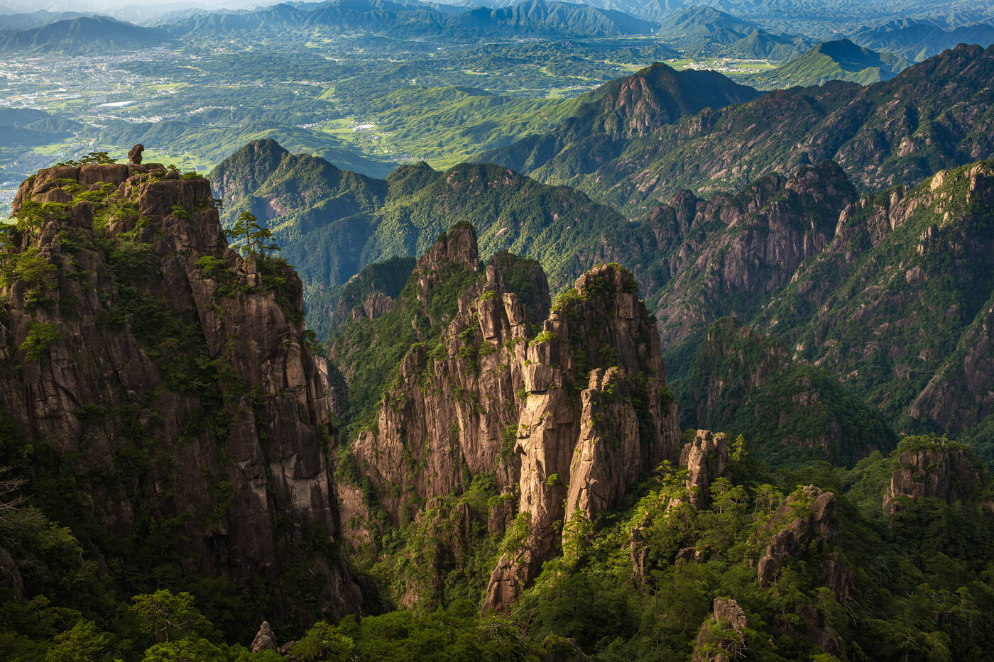 Granite spires and lit ridges, Huangshan